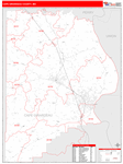 Cape Girardeau County Wall Map Red Line Style